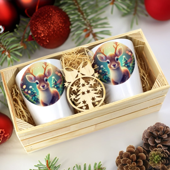 PREZENT ŚWIĄTECZNY ZESTAW KUBKÓW LATTE W SKRZYNCE KUBKI MIKOŁAJ NA ŚWIĘTA