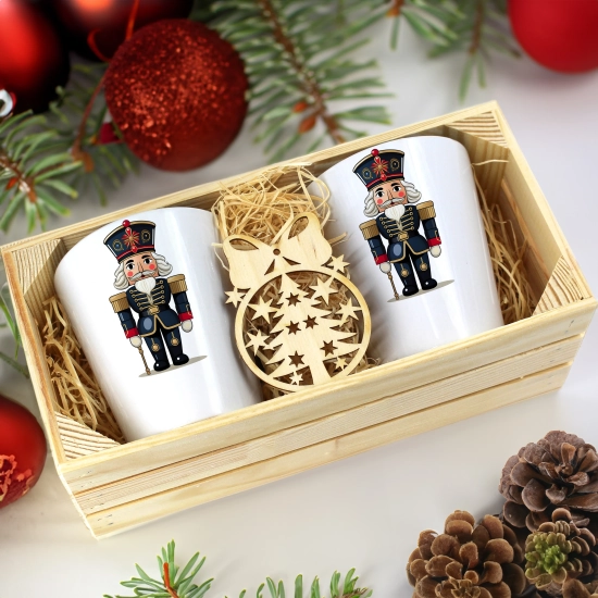 PREZENT ŚWIĄTECZNY ZESTAW KUBKÓW LATTE W SKRZYNCE KUBKI MIKOŁAJ NA ŚWIĘTA