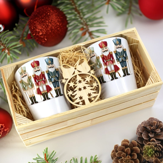 PREZENT ŚWIĄTECZNY ZESTAW KUBKÓW LATTE W SKRZYNCE KUBKI MIKOŁAJ NA ŚWIĘTA