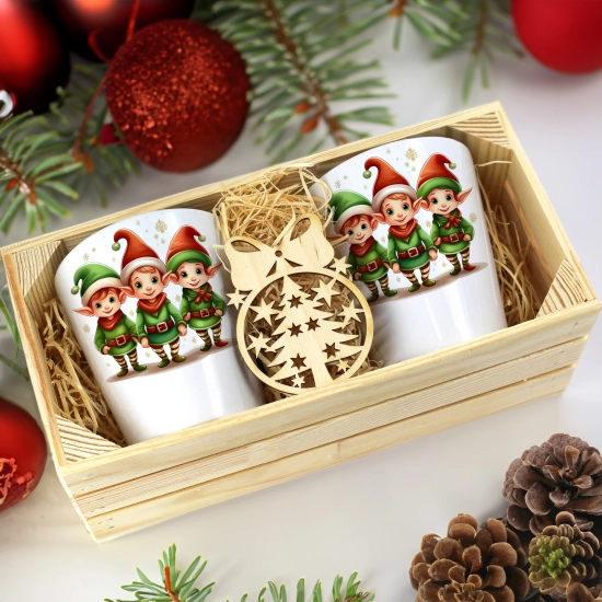 PREZENT ŚWIĄTECZNY ZESTAW KUBKÓW LATTE W SKRZYNCE KUBKI MIKOŁAJ NA ŚWIĘTA