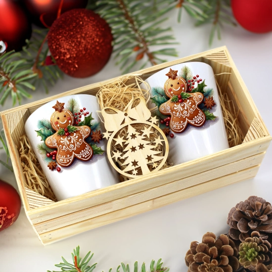 PREZENT ŚWIĄTECZNY ZESTAW KUBKÓW LATTE W SKRZYNCE KUBKI MIKOŁAJ NA ŚWIĘTA