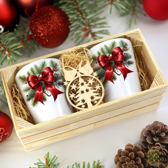 PREZENT ŚWIĄTECZNY ZESTAW KUBKÓW LATTE W SKRZYNCE KUBKI MIKOŁAJ NA ŚWIĘTA