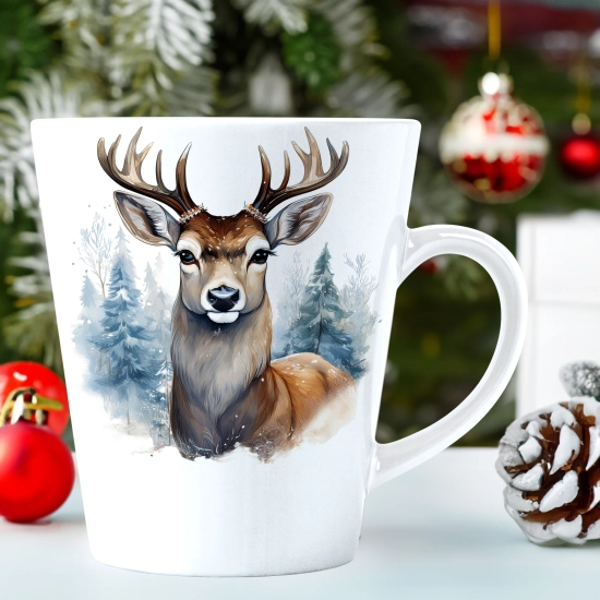 ŚWIĄTECZNY KUBEK LATTE 330ml PREZENT ŚWIĘTA ZIMOWY RENIFER JELEŃ MIKOŁAJ