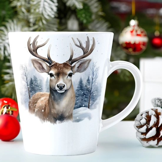 ŚWIĄTECZNY KUBEK LATTE 330ml PREZENT ŚWIĘTA ZIMOWY RENIFER JELEŃ MIKOŁAJ