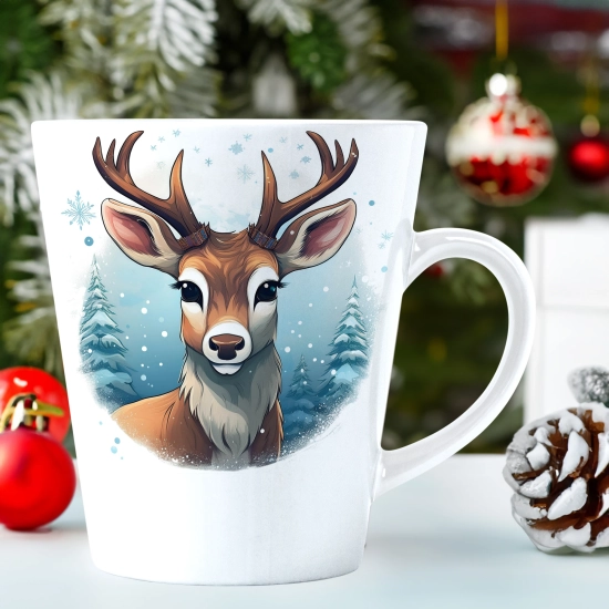 ŚWIĄTECZNY KUBEK LATTE 330ml PREZENT ŚWIĘTA ZIMOWY RENIFER JELEŃ MIKOŁAJ