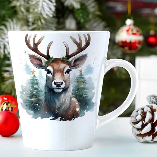 ŚWIĄTECZNY KUBEK LATTE 330ml PREZENT ŚWIĘTA ZIMOWY RENIFER JELEŃ MIKOŁAJ