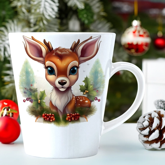 ŚWIĄTECZNY KUBEK LATTE 330ml PREZENT ŚWIĘTA ZIMOWY RENIFER JELEŃ MIKOŁAJ