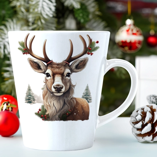 ŚWIĄTECZNY KUBEK LATTE 330ml PREZENT ŚWIĘTA ZIMOWY RENIFER JELEŃ MIKOŁAJ