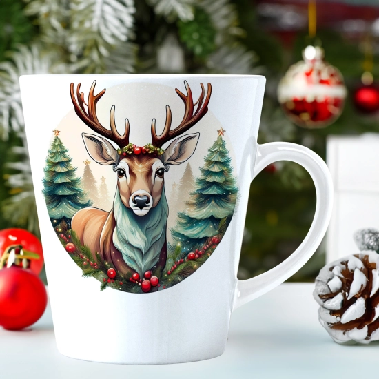 ŚWIĄTECZNY KUBEK LATTE 330ml PREZENT ŚWIĘTA ZIMOWY RENIFER JELEŃ MIKOŁAJ
