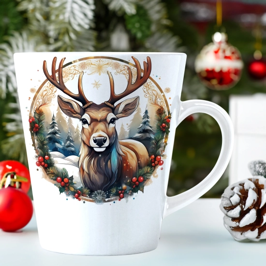 ŚWIĄTECZNY KUBEK LATTE 330ml PREZENT ŚWIĘTA ZIMOWY RENIFER JELEŃ MIKOŁAJ
