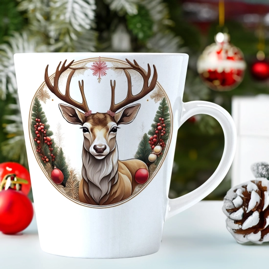 ŚWIĄTECZNY KUBEK LATTE 330ml PREZENT ŚWIĘTA ZIMOWY RENIFER JELEŃ MIKOŁAJ