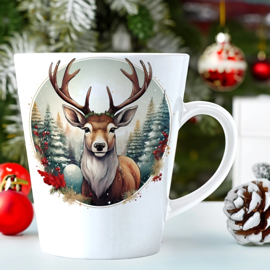 ŚWIĄTECZNY KUBEK LATTE 330ml PREZENT ŚWIĘTA ZIMOWY RENIFER JELEŃ MIKOŁAJ