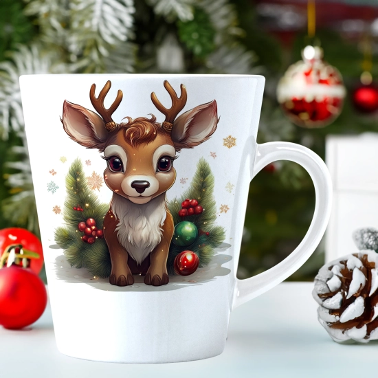 ŚWIĄTECZNY KUBEK LATTE 330ml PREZENT ŚWIĘTA ZIMOWY RENIFER JELEŃ MIKOŁAJ