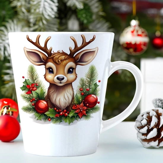 ŚWIĄTECZNY KUBEK LATTE 330ml PREZENT ŚWIĘTA ZIMOWY RENIFER JELEŃ MIKOŁAJ