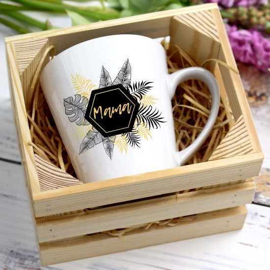 KUBEK LATTE 330ml W SKRZYNCE DLA MAMY PREZENT DZIEŃ MATKI MAMA MAMUSIA