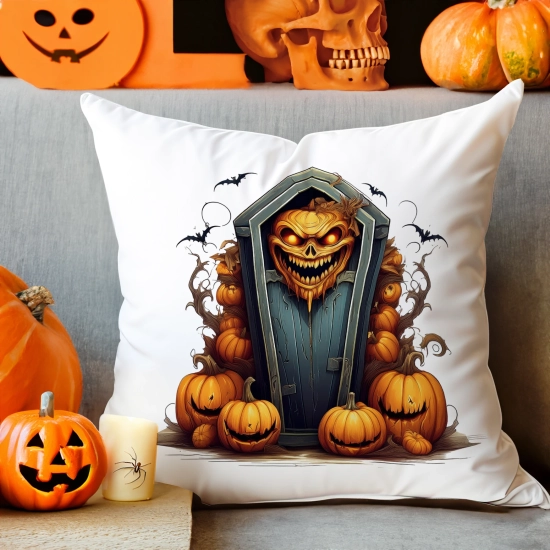 POSZEWKA DEKORACYJNA 40x40 JASIEK OZDOBNA HALLOWEENOWA HALLOWEEN DYNIA TRUMNA NIETOPERZE