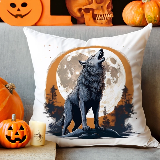 POSZEWKA DEKORACYJNA 40x40 JASIEK OZDOBNA HALLOWEENOWA HALLOWEEN WILK
