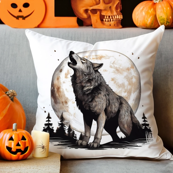 POSZEWKA DEKORACYJNA HALLOWEEN VELVET 40x40 WELUROWA WILK WILKOŁAK