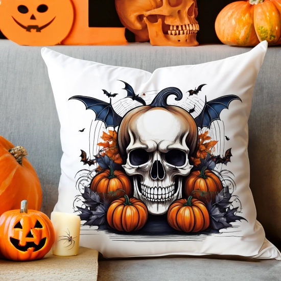 POSZEWKA DEKORACYJNA 40x40 JASIEK OZDOBNA HALLOWEENOWA HALLOWEEN DYNIE CZASZKA KOŚCIOTRUPWAMPIR