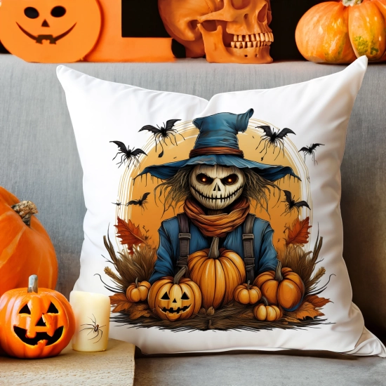 POSZEWKA DEKORACYJNA 40x40 JASIEK OZDOBNA HALLOWEENOWA HALLOWEEN DYNIE STRACH KOŚCIOTRUP