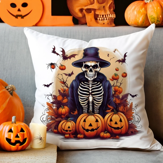 POSZEWKA DEKORACYJNA 40x40 JASIEK OZDOBNA HALLOWEENOWA HALLOWEEN DYNIE STRACH KOŚCIOTRUP
