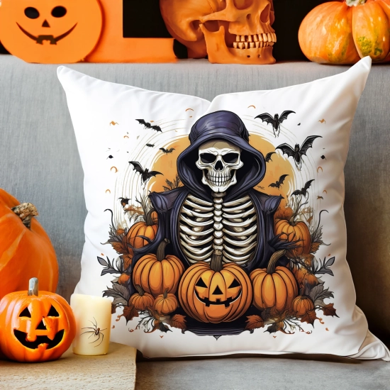 POSZEWKA DEKORACYJNA 40x40 JASIEK OZDOBNA HALLOWEENOWA HALLOWEEN DYNIE STRACH KOŚCIOTRUP