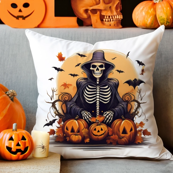 POSZEWKA DEKORACYJNA 40x40 JASIEK OZDOBNA HALLOWEENOWA HALLOWEEN DYNIE STRACH KOŚCIOTRUP