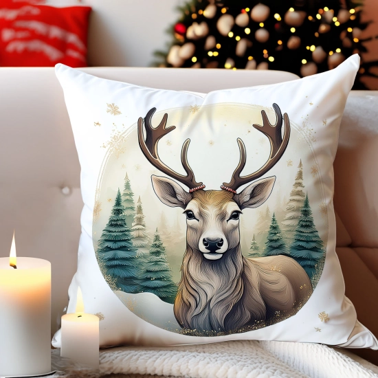 POSZEWKA DEKORACYJNA 40x40 JASIEK OZDOBNA ZIMOWA ŚWIĄTECZNA JELEŃ RENIFER