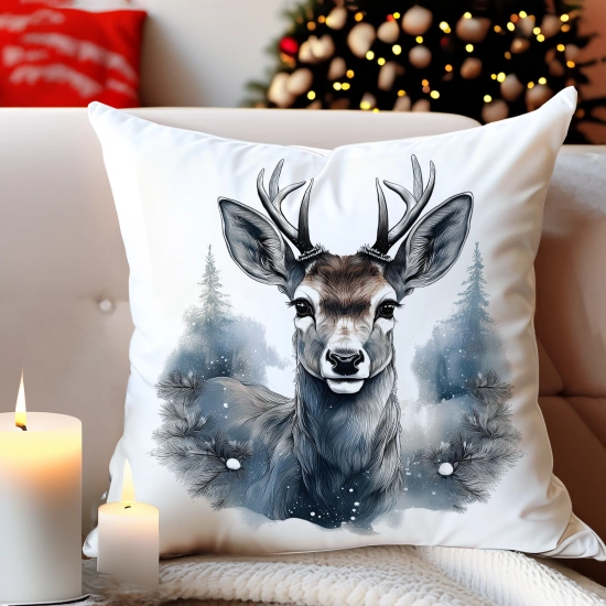POSZEWKA DEKORACYJNA 40x40 JASIEK OZDOBNA ZIMOWA ŚWIĄTECZNA JELEŃ RENIFER