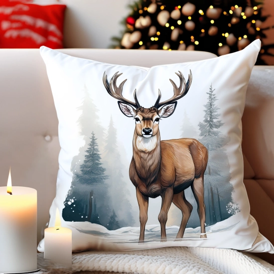 POSZEWKA DEKORACYJNA 40x40 JASIEK OZDOBNA ZIMOWA ŚWIĄTECZNA JELEŃ RENIFER