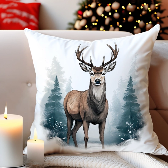 POSZEWKA DEKORACYJNA 40x40 JASIEK OZDOBNA ZIMOWA ŚWIĄTECZNA JELEŃ RENIFER