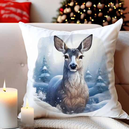 POSZEWKA DEKORACYJNA 40x40 JASIEK OZDOBNA ZIMOWA ŚWIĄTECZNA JELEŃ RENIFER