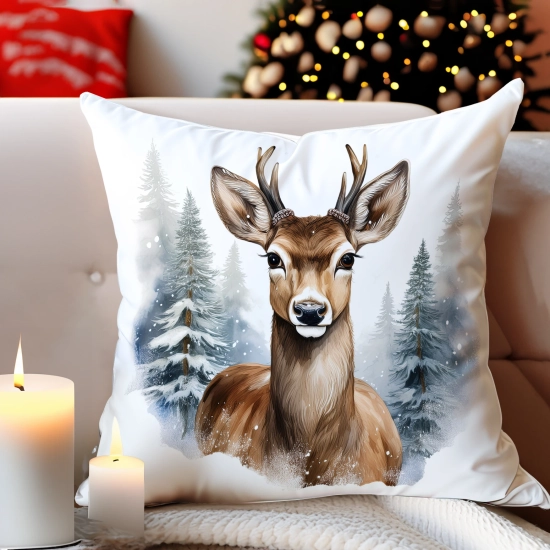 POSZEWKA DEKORACYJNA 40x40 JASIEK OZDOBNA ZIMOWA ŚWIĄTECZNA JELEŃ RENIFER