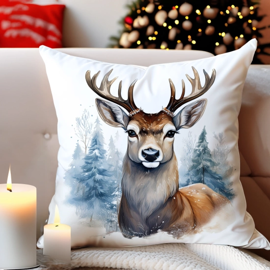 POSZEWKA DEKORACYJNA 40x40 JASIEK OZDOBNA ZIMOWA ŚWIĄTECZNA JELEŃ RENIFER