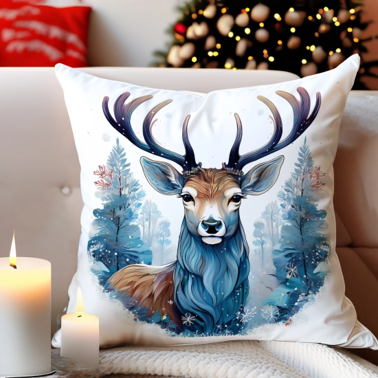 PODUSZKA DEKORACYJNA 40X40 ŚWIĄTECZNA PREZENT ZIMOWA OZDOBNA ŚWIĘTA RENIFER