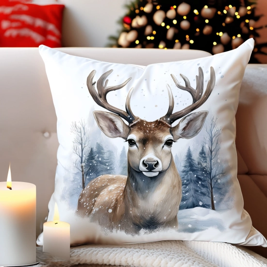 PODUSZKA DEKORACYJNA 40X40 ŚWIĄTECZNA PREZENT ZIMOWA OZDOBNA ŚWIĘTA RENIFER