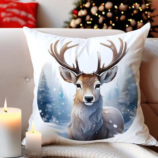 POSZEWKA DEKORACYJNA 40x40 JASIEK OZDOBNA ZIMOWA ŚWIĄTECZNA JELEŃ RENIFER