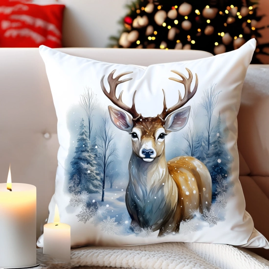 POSZEWKA DEKORACYJNA 40x40 JASIEK OZDOBNA ZIMOWA ŚWIĄTECZNA JELEŃ RENIFER