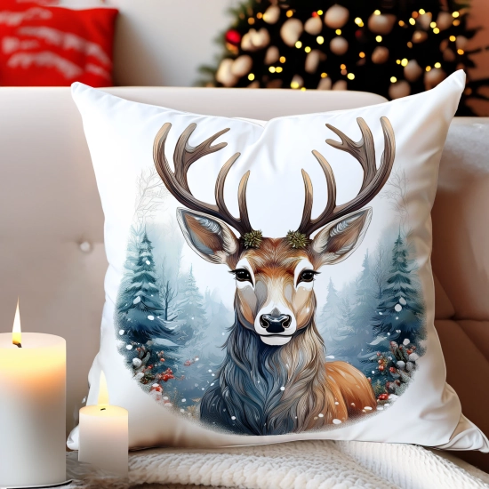 POSZEWKA DEKORACYJNA 40x40 JASIEK OZDOBNA ZIMOWA ŚWIĄTECZNA JELEŃ RENIFER