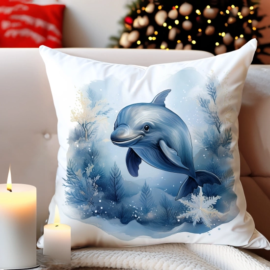 POSZEWKA DEKORACYJNA ŚWIĄTECZNA VELVET 40x40 WELUROWA ZIMOWA JELEŃ RENIFER