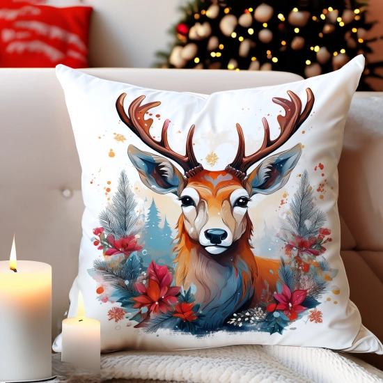 POSZEWKA DEKORACYJNA 40x40 JASIEK OZDOBNA ZIMOWA ŚWIĄTECZNA JELEŃ RENIFER