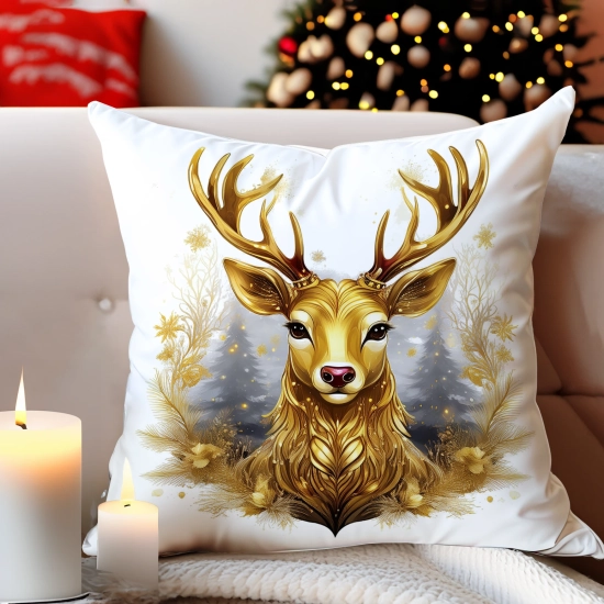 POSZEWKA DEKORACYJNA ŚWIĄTECZNA VELVET 40x40 WELUROWA ZIMOWA JELEŃ RENIFER