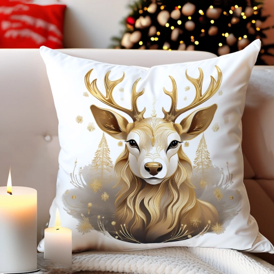 PODUSZKA DEKORACYJNA 40X40 ŚWIĄTECZNA PREZENT ZIMOWA OZDOBNA ŚWIĘTA RENIFER