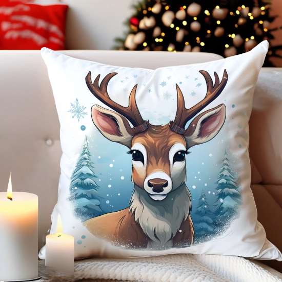 POSZEWKA DEKORACYJNA 40x40 JASIEK OZDOBNA ZIMOWA ŚWIĄTECZNA JELEŃ RENIFER