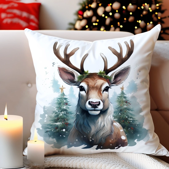 POSZEWKA DEKORACYJNA 40x40 JASIEK OZDOBNA ZIMOWA ŚWIĄTECZNA JELEŃ RENIFER