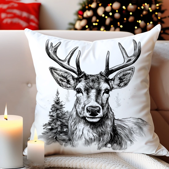 POSZEWKA DEKORACYJNA 40x40 JASIEK OZDOBNA ZIMOWA ŚWIĄTECZNA JELEŃ RENIFER