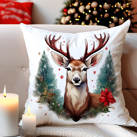 POSZEWKA DEKORACYJNA 40x40 JASIEK OZDOBNA ZIMOWA ŚWIĄTECZNA JELEŃ RENIFER