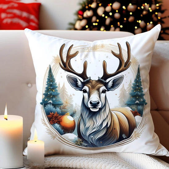 POSZEWKA DEKORACYJNA 40x40 JASIEK OZDOBNA ZIMOWA ŚWIĄTECZNA JELEŃ RENIFER