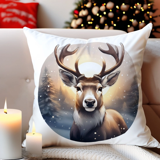 POSZEWKA DEKORACYJNA 40x40 JASIEK OZDOBNA ZIMOWA ŚWIĄTECZNA JELEŃ RENIFER