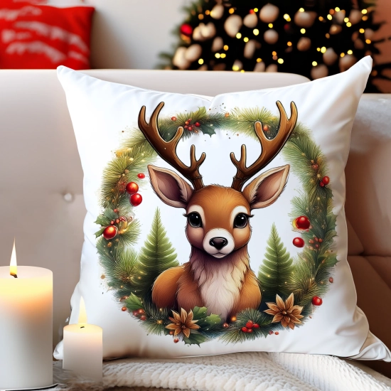 POSZEWKA DEKORACYJNA 40x40 JASIEK OZDOBNA ZIMOWA ŚWIĄTECZNA JELEŃ RENIFER